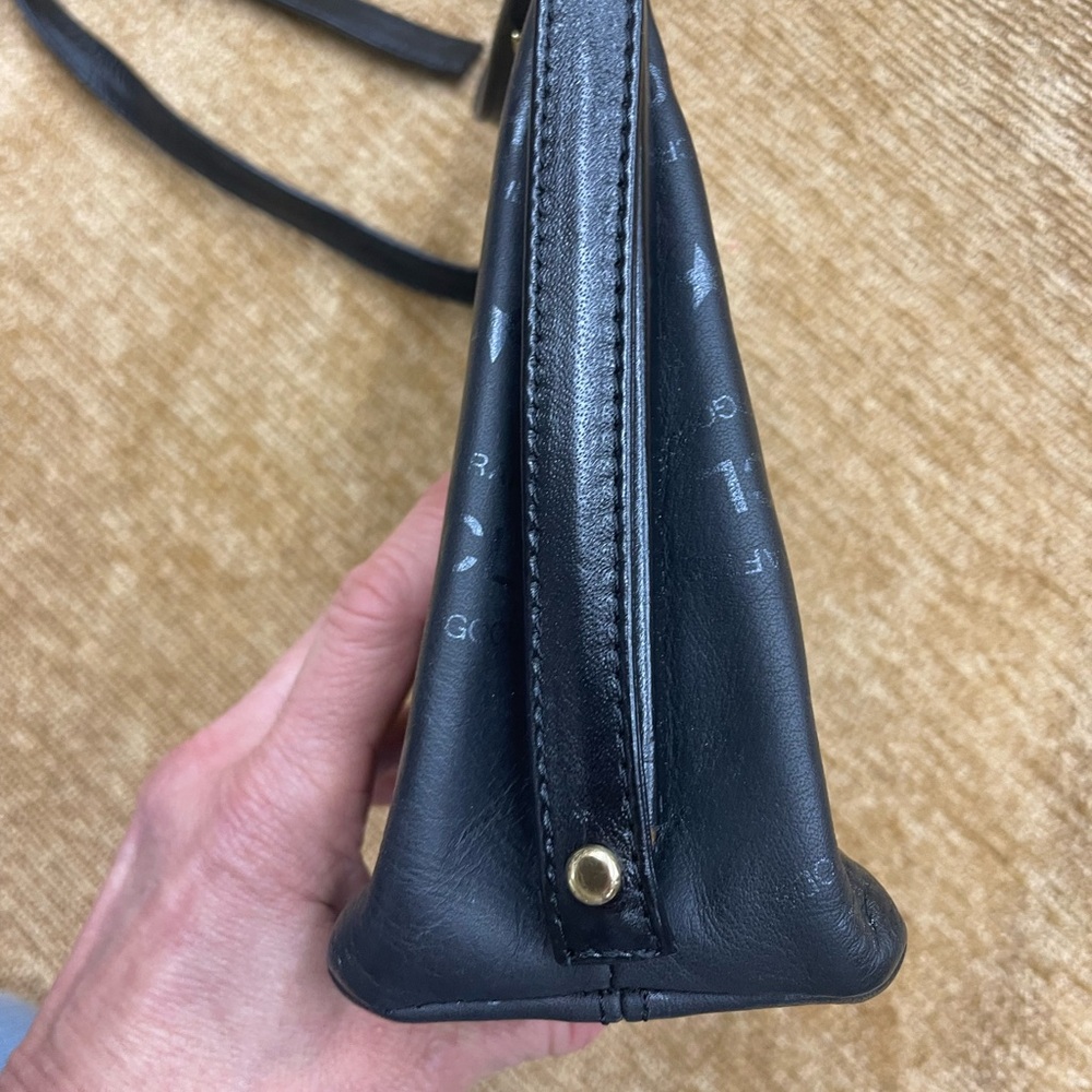 HCL crossbody/matching wallet. Black leather with gold accents - Picture 6 of 16